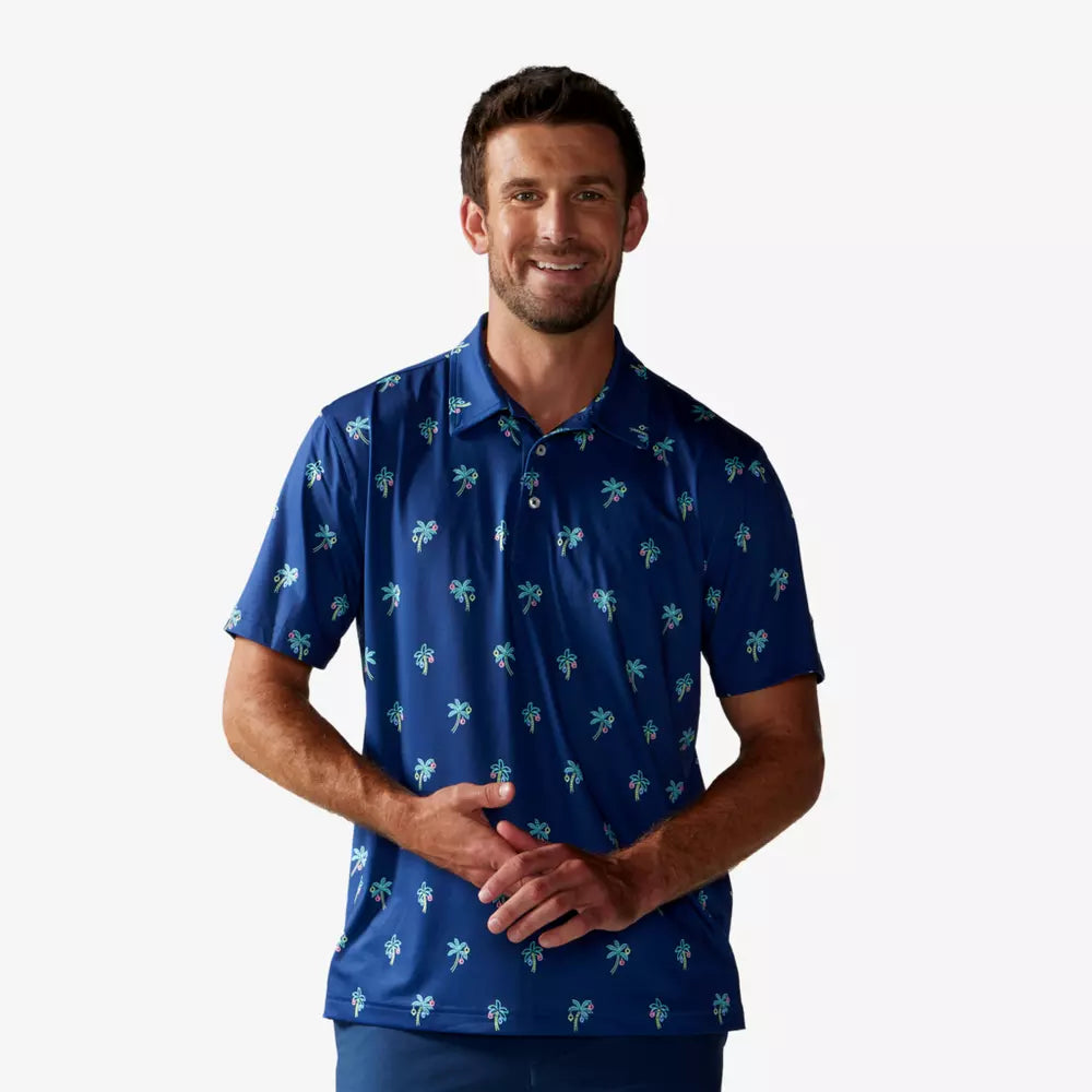 trendy and stylish short sleeve shirts for men -Chubbies The Palm Springle Jingle Performance Polo Shirt - Navy