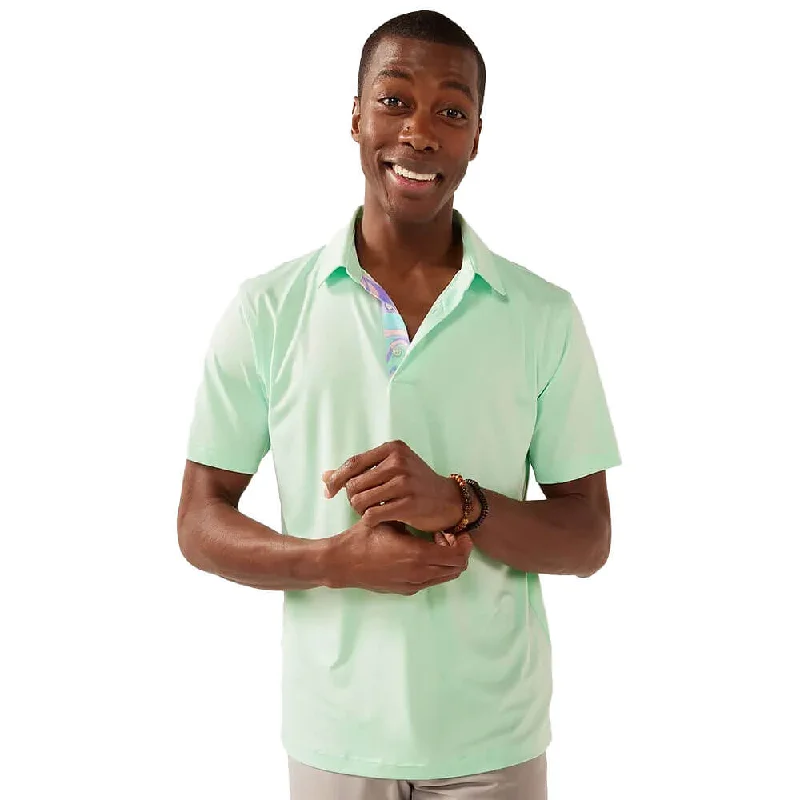 slim fit short sleeve shirts for men -Chubbies The Teal Mint Performance Polo Shirt - Light/Pastel Mint