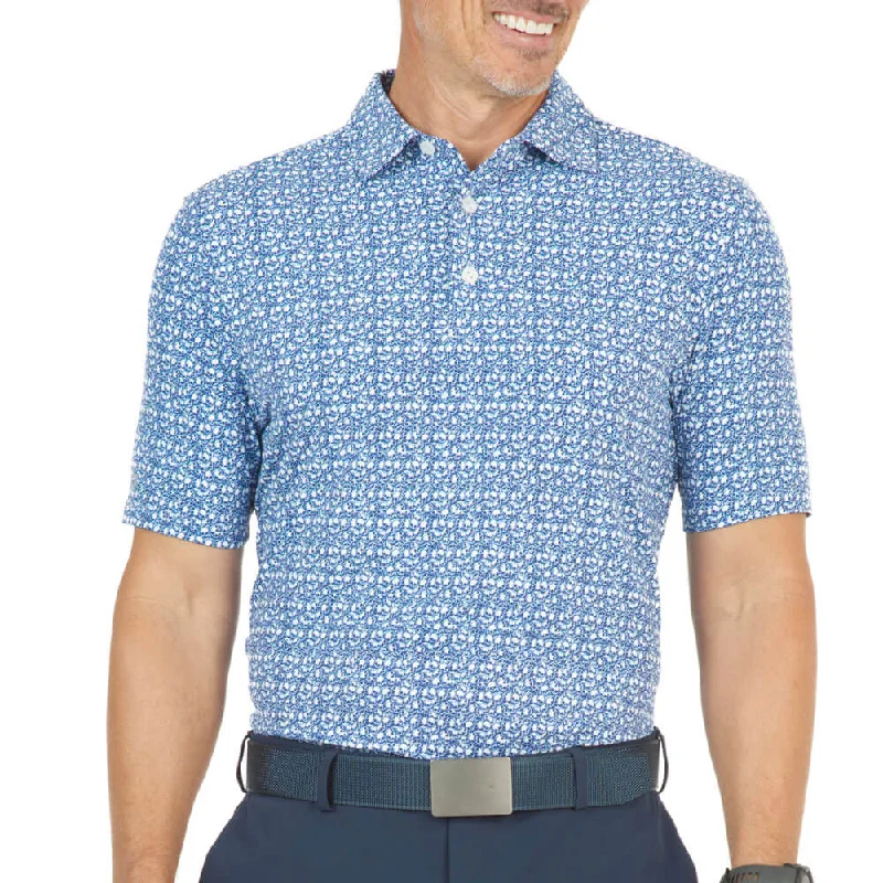 versatile short sleeve shirts with simple designs -IBKUL Mens Skulls Polo Shirt - Peri/Navy