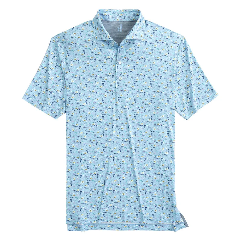 trendy and affordable short sleeve shirts for men -Johnnie-O Air Mail Prep-formance Polo Shirt - Gulf Blue