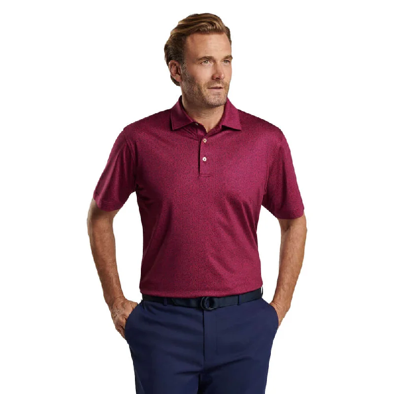 modern slim fit short sleeve shirts for men -Peter Millar Beer Garden Performance Jersey Polo Shirt - Pomegranate