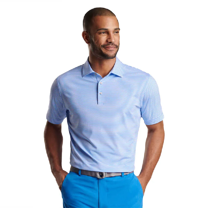 men’s classic printed short sleeve shirts -Peter Millar Cedar Performance Jersey Polo Shirt - Liberty Blue