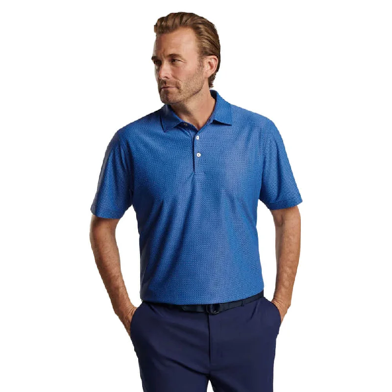 high-quality men’s short sleeve shirts -Peter Millar Cumberland Geo Performance Mesh Polo Shirt - Sport Navy