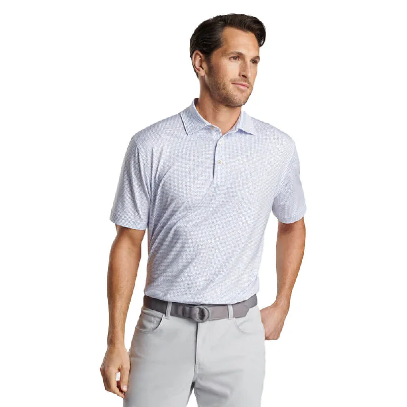 stylish short sleeve shirts for beach trips -Peter Millar Daybreak Performance Jersey Polo Shirt - White/Astral Blue