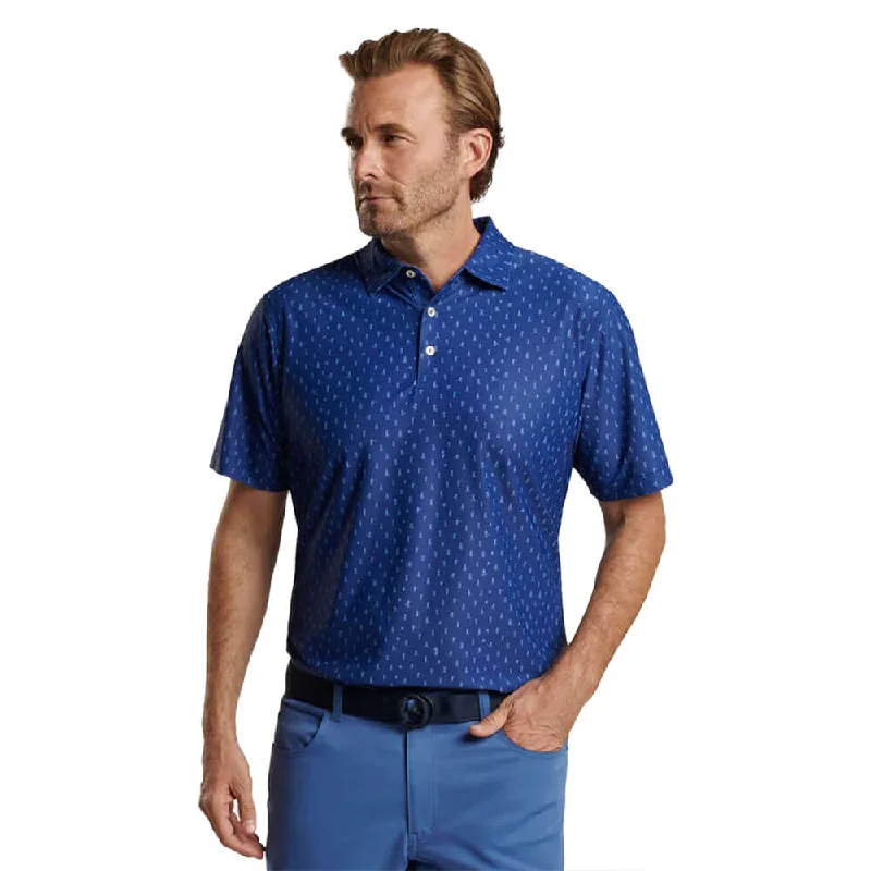 stylish short sleeve t-shirts for summer adventures -Peter Millar Fairway Par-Tee Performance Mesh Polo Shirt - Sport Navy