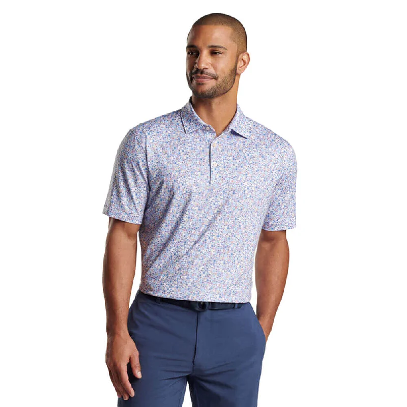 fashionable short sleeve shirts with bold prints -Peter Millar Groovy Performance Jersey Polo Shirt - White