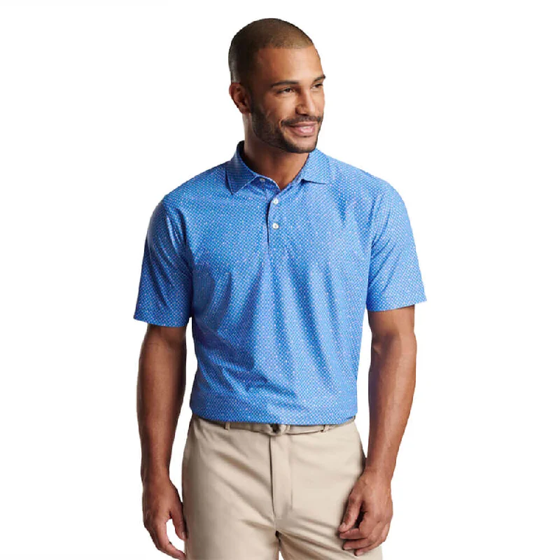 men’s graphic short sleeve shirts for outdoor activities -Peter Millar Irish Coffee Performance Mesh Polo Shirt - Liberty Blue