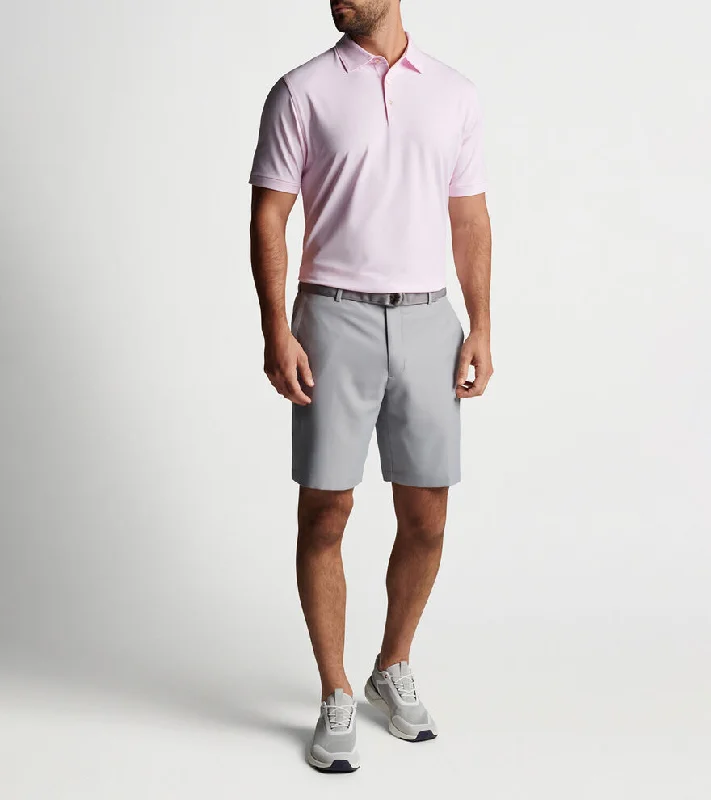 comfortable and cool short sleeve shirts for active men -Peter Millar Jubilee Performance Stripe Polo Shirt - Palmer Pink