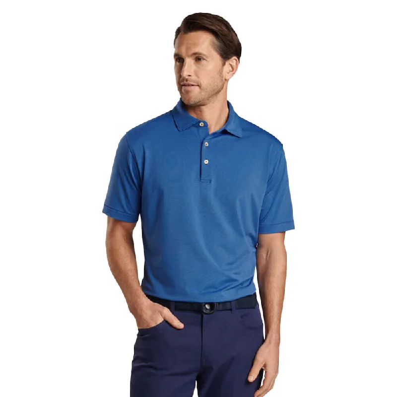 trendy short sleeve shirts for hiking -Peter Millar Jubilee Stripe Performance Jersey Polo Shirt - Sport Navy