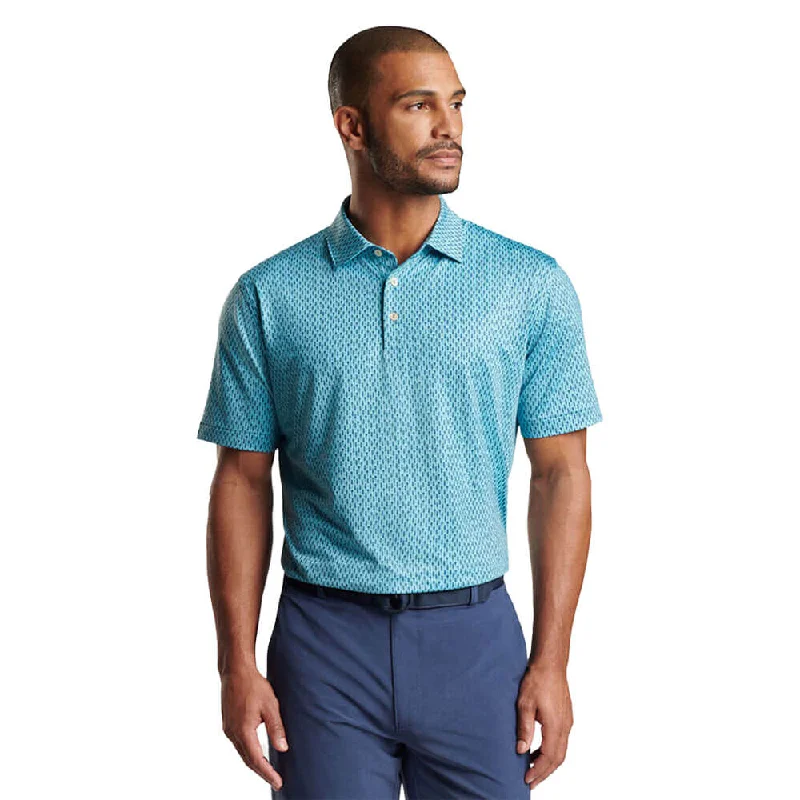 cool short sleeve shirts for summer parties -Peter Millar Lavender Fields Performance Jersey Polo Shirt - Cyan