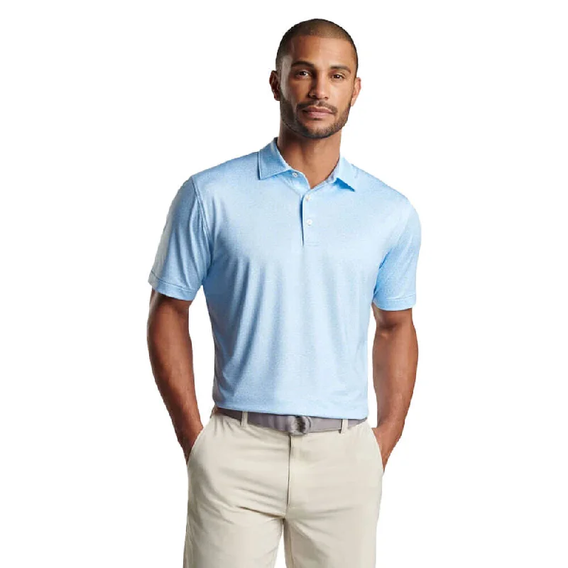 comfortable short sleeve t-shirts for weekend trips -Peter Millar Mahi Mahi Performance Jersey Polo Shirt - Cottage Blue