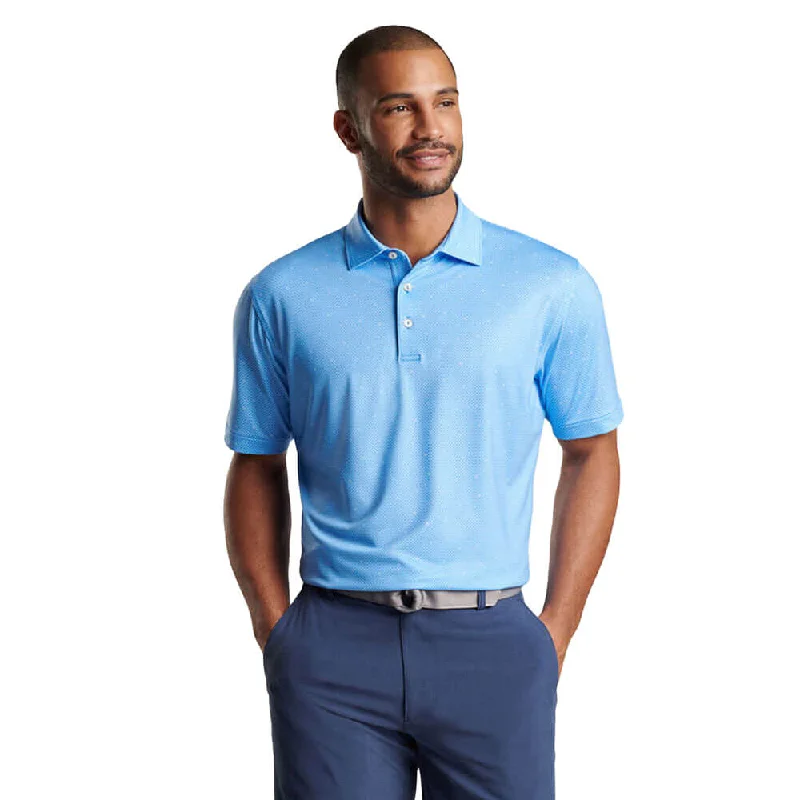 comfortable and breathable short sleeve shirts -Peter Millar North Star Performance Jersey Polo Shirt - Liberty Blue