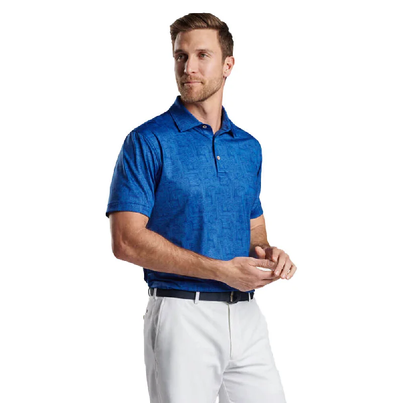 men’s everyday short sleeve t-shirts -Peter Millar PM Maze Performance Jersey Polo Shirt - Sport Navy