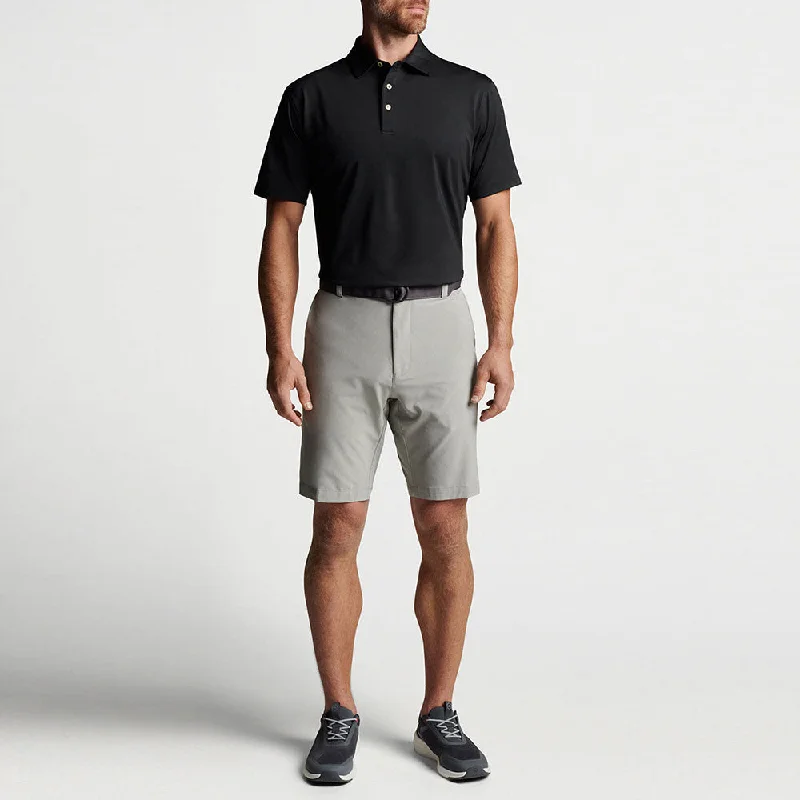 comfortable summer short sleeve polo shirts -Peter Millar Solid Stretch Jersey Sean Self Collar Polo Shirt - Black*