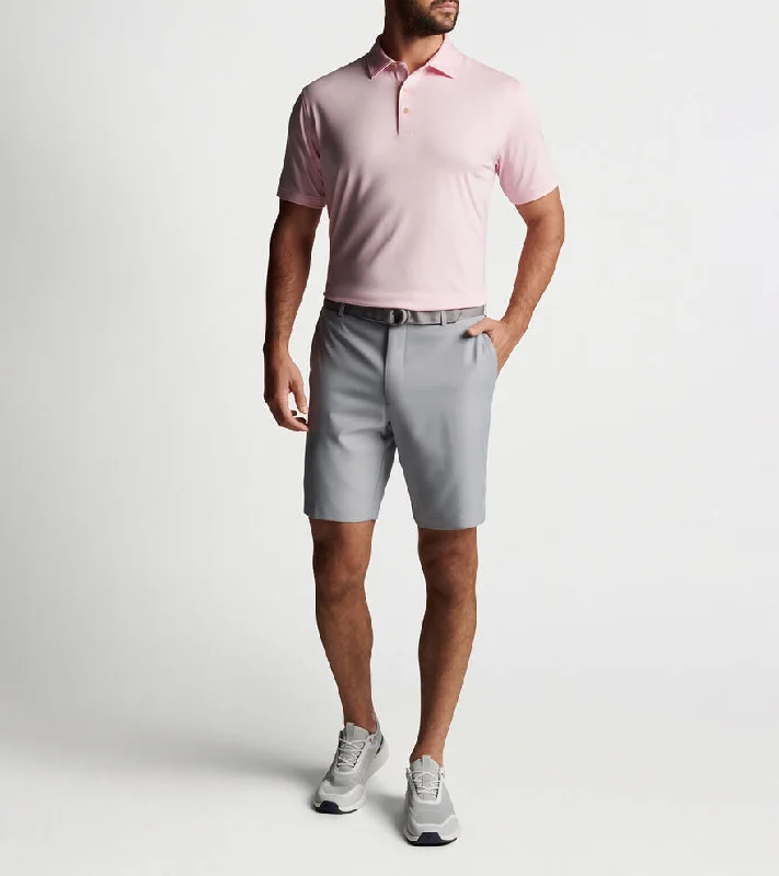 fashionable and breathable short sleeve t-shirts -Peter Millar Solid Stretch Jersey Sean Self Collar Polo Shirt - Palmer Pink