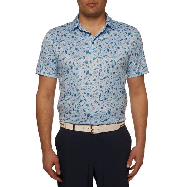 trendy short sleeve shirts with cool prints -Robert Graham Asteroid Performance Classic Fit Polo Shirt - Seafoam