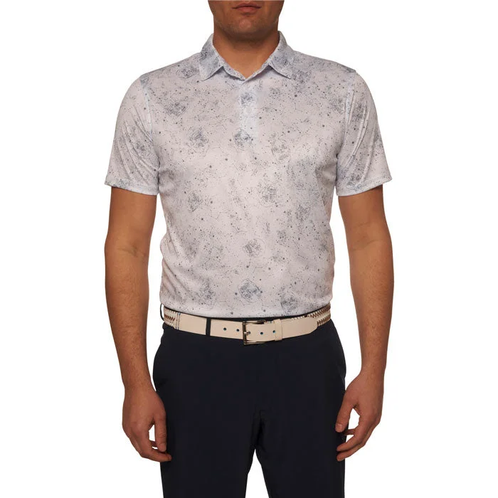 breathable short sleeve shirts for hot climates -Robert Graham Constellation Performance Classic Fit Polo Shirt - White