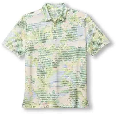 trendy short sleeve shirts with cool prints -Tommy Bahama Costa Wave Ocean Vida Polo Shirt - Malibu Peach