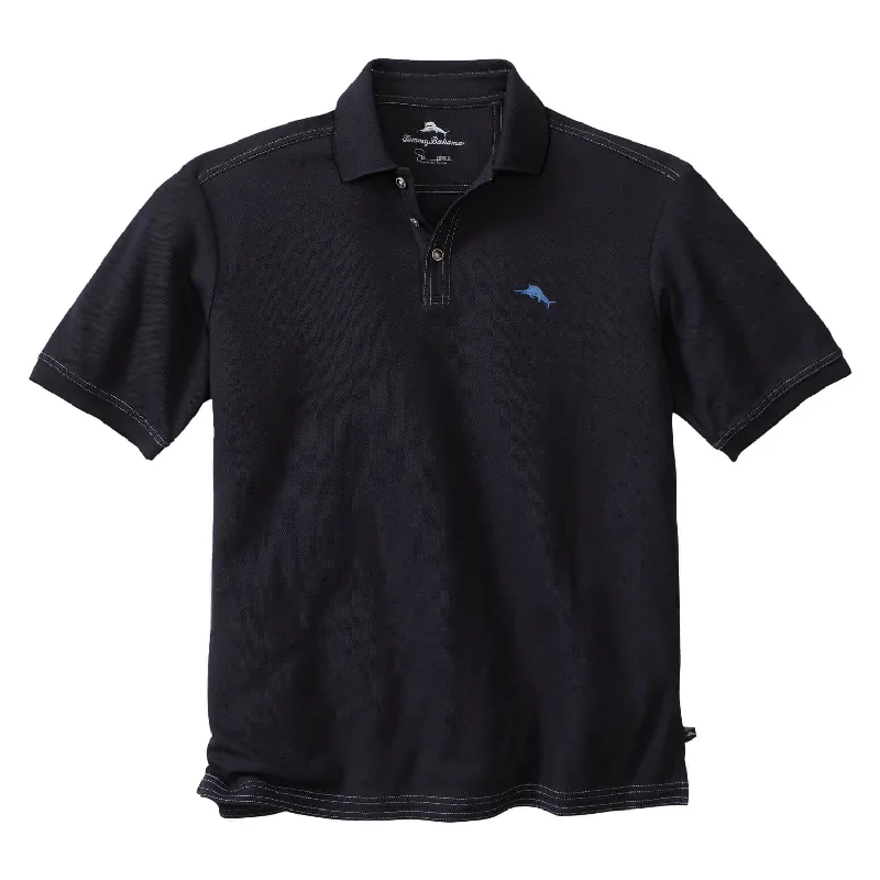 men’s soft cotton short sleeve shirts -Tommy Bahama IslandZone Big & Tall Emfielder 2.0 Polo Shirt - Black