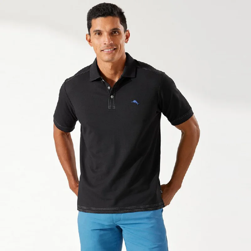 short sleeve shirts for warm weather -Tommy Bahama IslandZone Emfielder 2.0 Polo Shirt - Black*