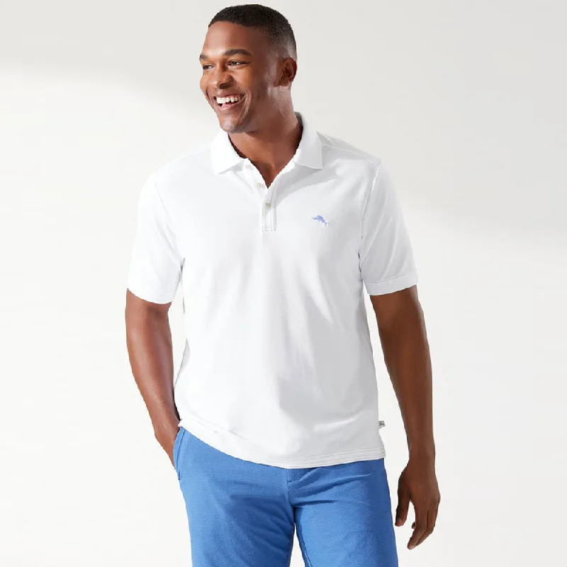 slim fit short sleeve shirts for men -Tommy Bahama IslandZone Emfielder 2.0 Polo Shirt - Bright White*