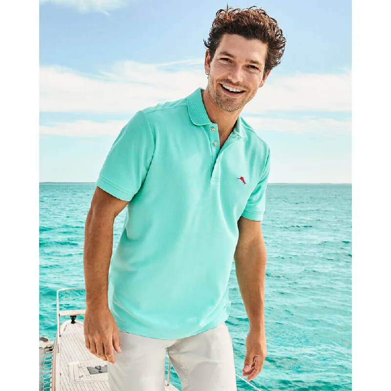 best short sleeve shirts for men’s fashion -Tommy Bahama Islandzone Emfielder 2.0 Polo Shirt - Blue Swell