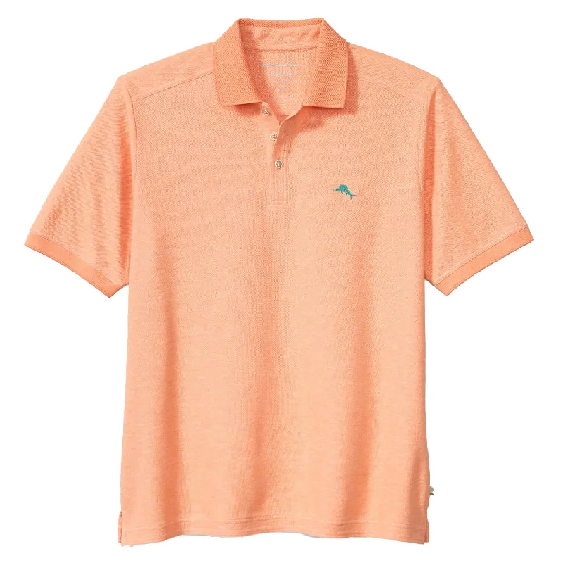 trendy short sleeve shirts for men with bold designs -Tommy Bahama IslandZone Emfielder 2.0 Polo Shirt - Peach Melt Heather