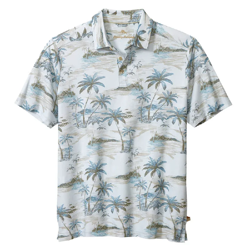 short sleeve shirts for men with minimal designs -Tommy Bahama IslandZone Oceanic Oasis Polo Shirt - Sterling Blue