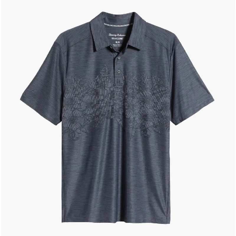 versatile short sleeve shirts for travel wear -Tommy Bahama IslandZone Palm Coast Hibiscus Border Polo Shirt - Coal