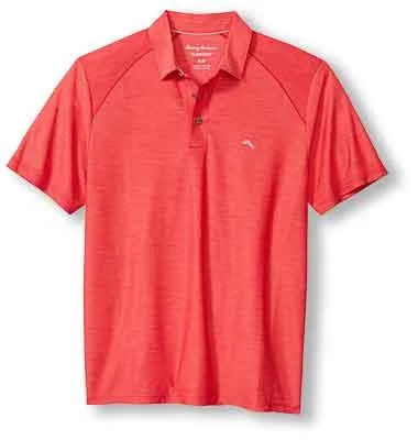 comfortable and cool short sleeve shirts for active men -Tommy Bahama IslandZone Palm Coast Pro Polo Shirt - Paramour Red