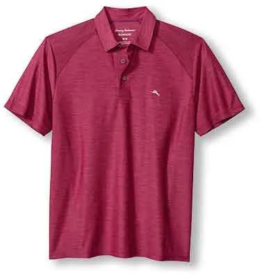 cool short sleeve shirts for beach holidays -Tommy Bahama IslandZone Palm Coast Pro Polo Shirt - Radicchio